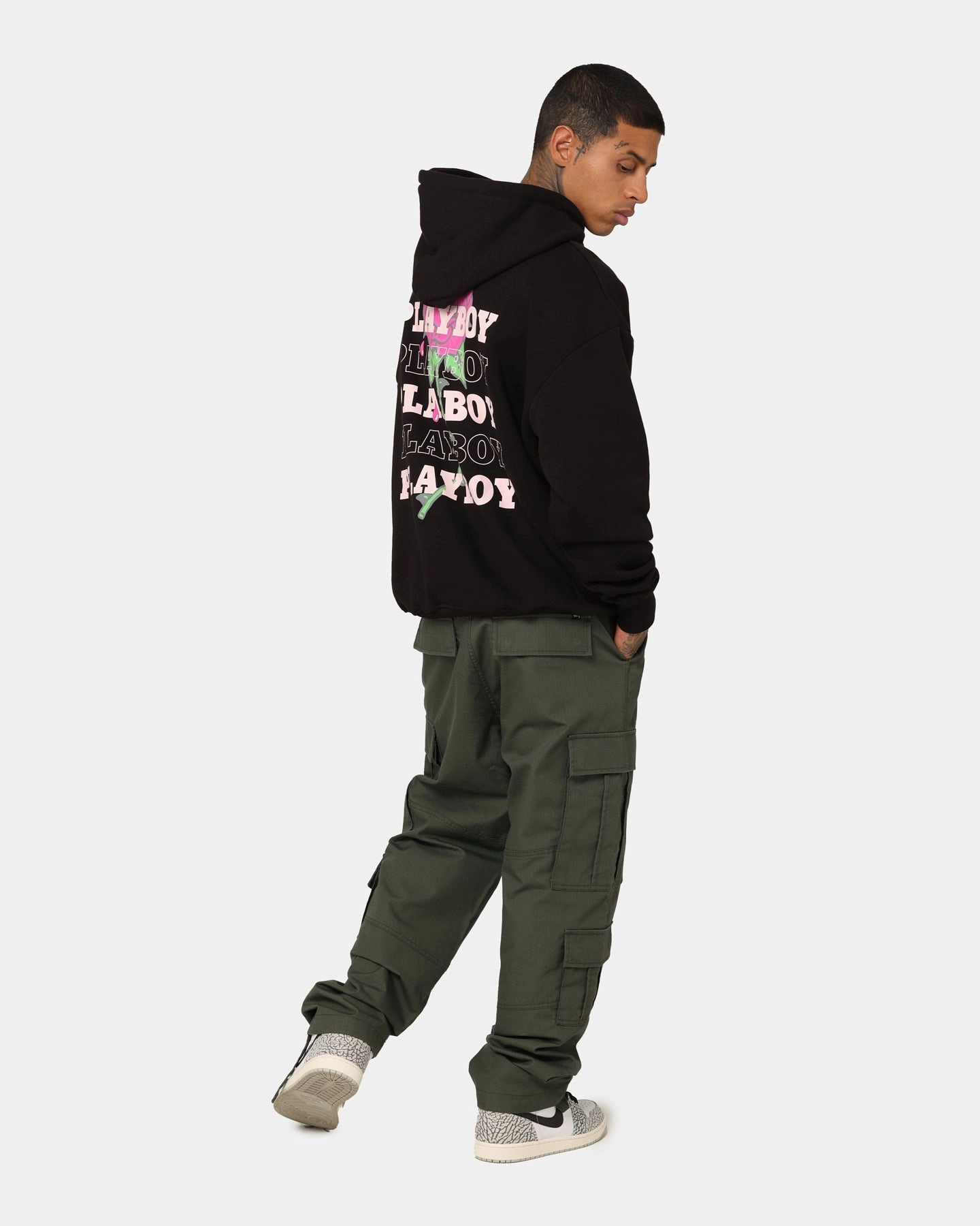 design Playboy Rose Stack Hoodie Black