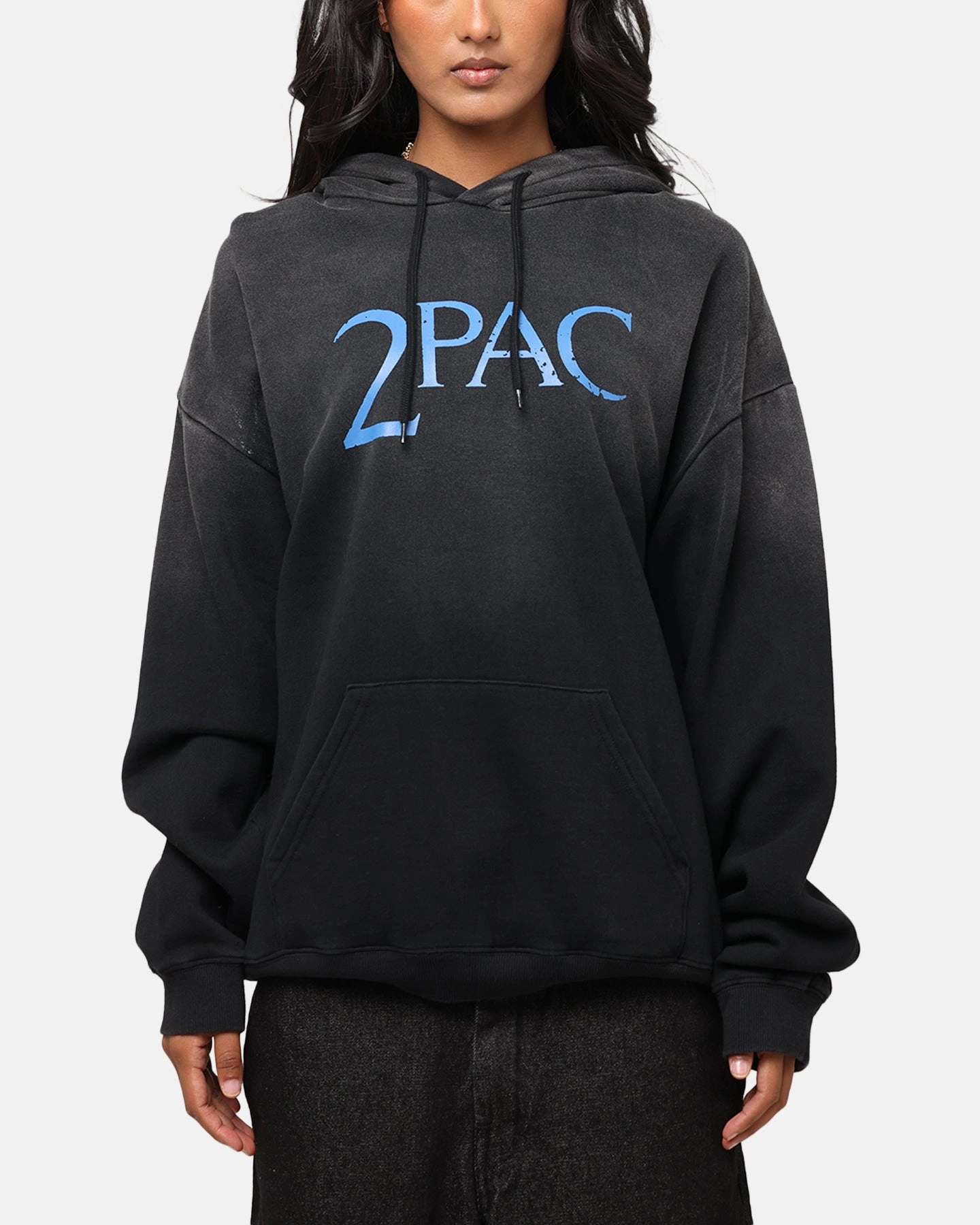 Tupac Super Fade Hoodie Washed Black Purse Visualize