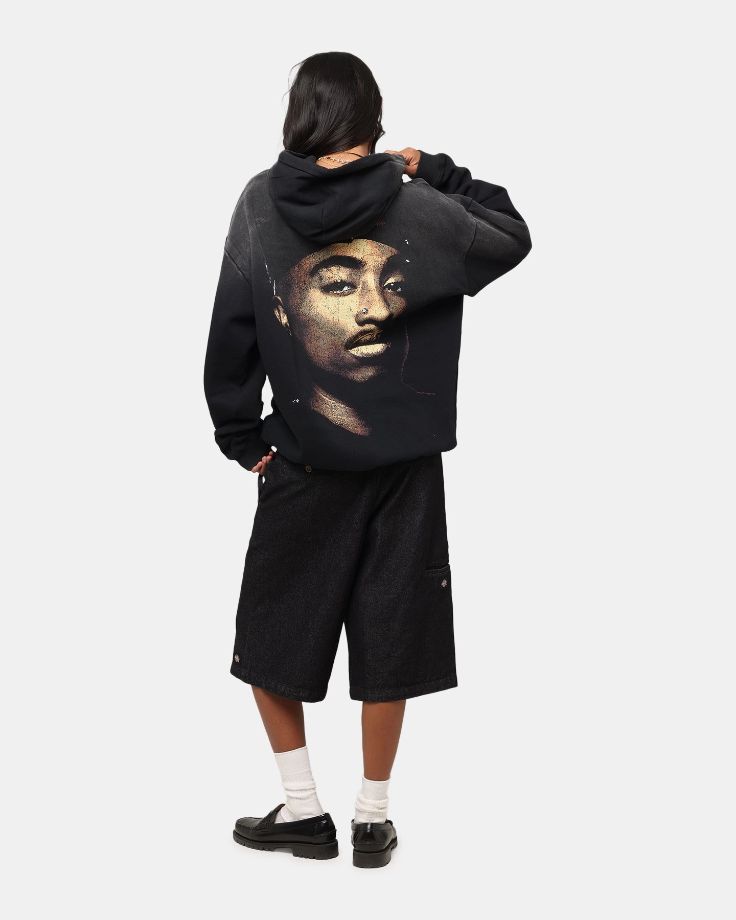 Tupac Super Fade Hoodie Washed Black NonRestrictive Armholes Speak