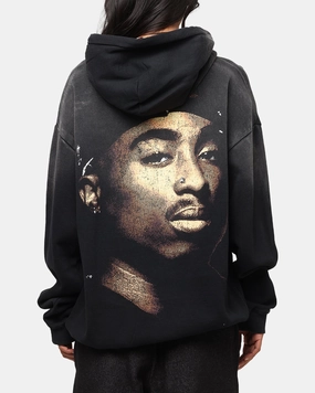suitable for day wear Tupac Super Fade Hoodie Washed Black
