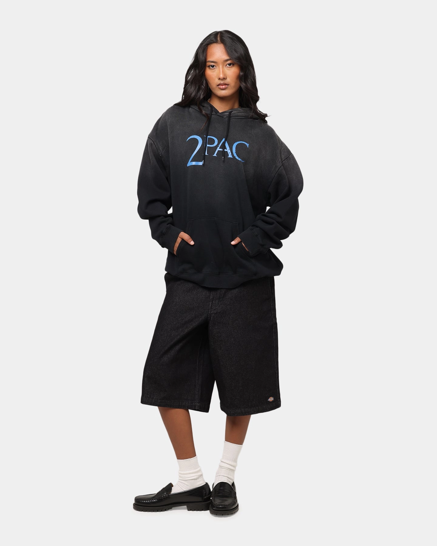 Tupac Super Fade Hoodie Washed Black Valentine's Day