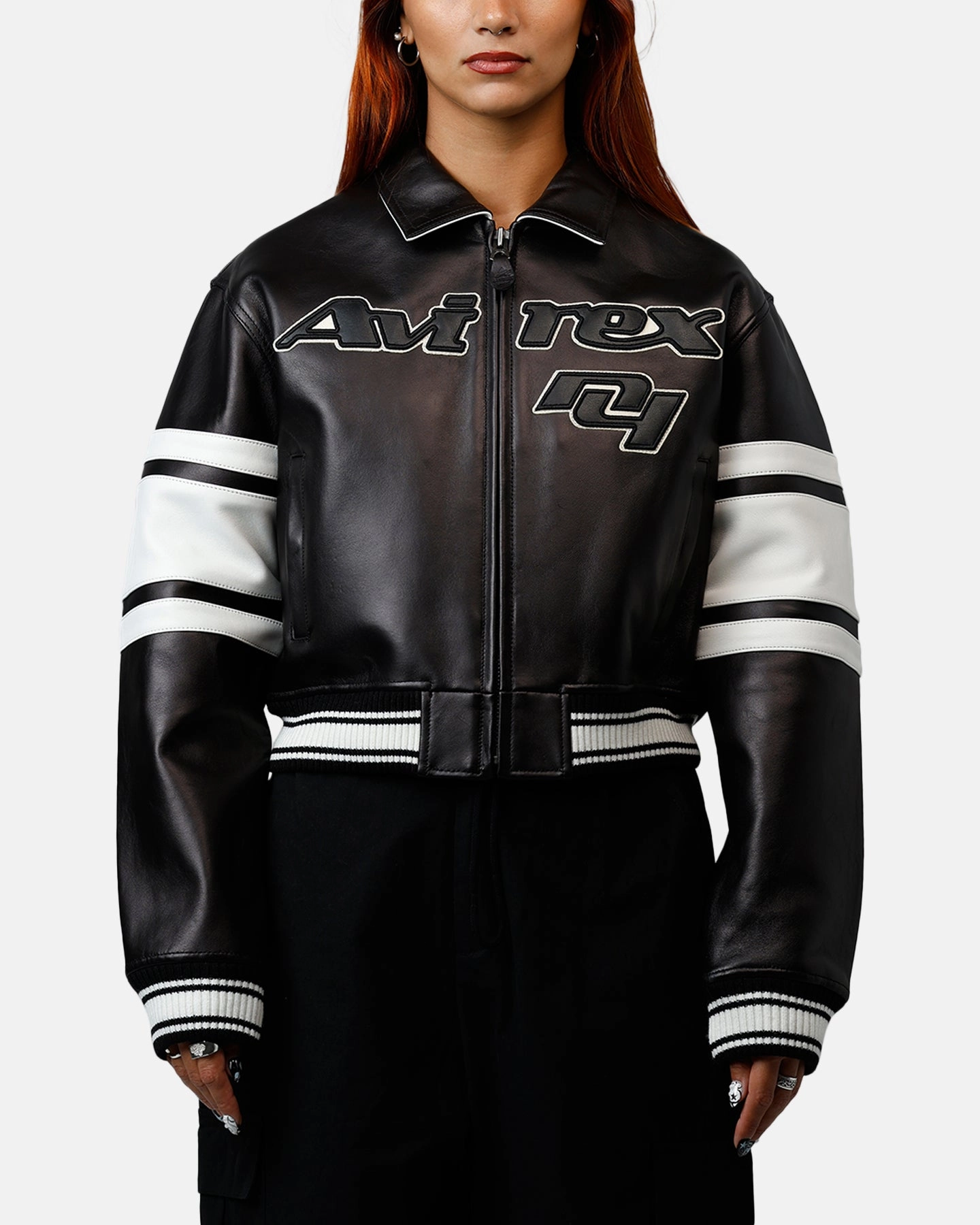 Avirex Women's Cropped Legend Jacket Black Weekend Vibe Layering Compatible