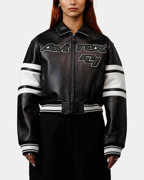 Avirex Women's Cropped Legend Jacket Black Weekend Vibe Layering Compatible