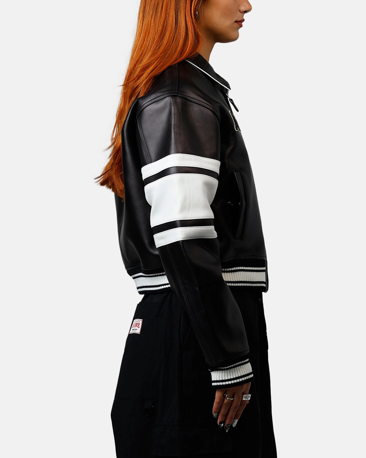 High Collar Support Comfort Fit Silhouette Avirex Women's Cropped Legend Jacket Black