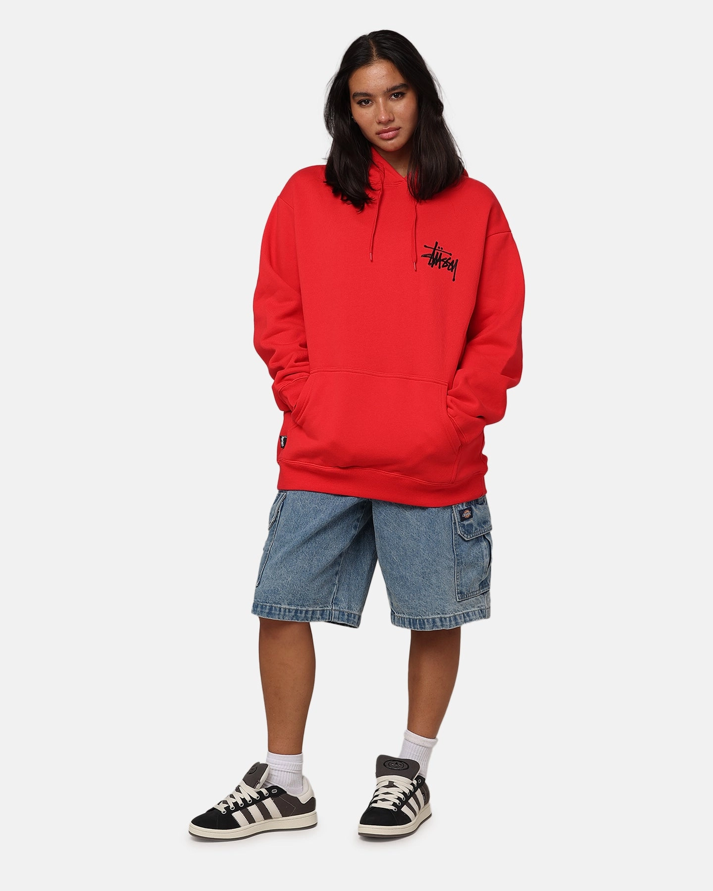St??ssy Dragon Hoodie Pigment Red Compression Strap Adjustment