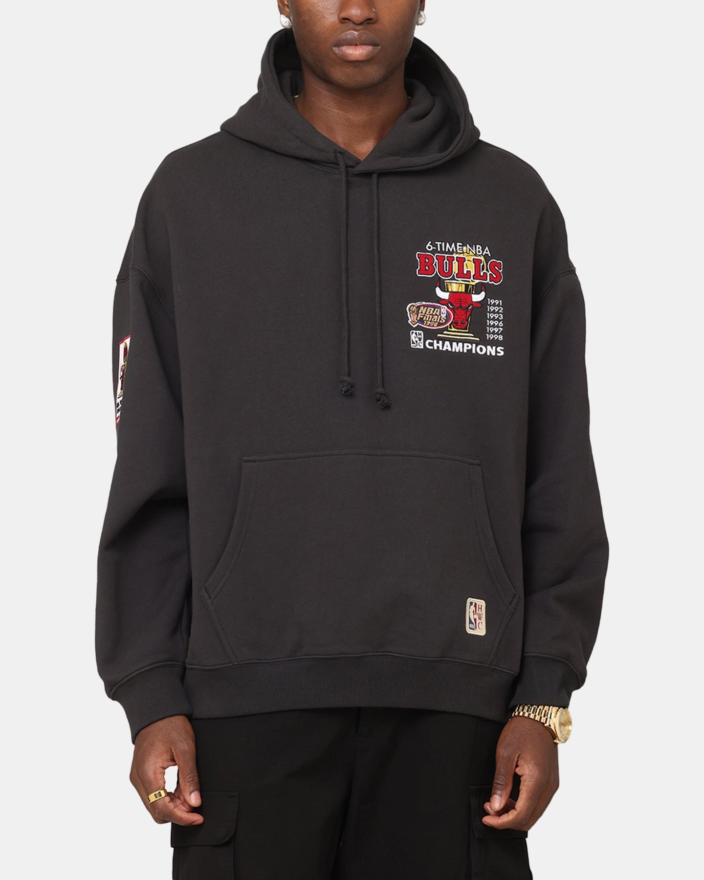 Mitchell & Ness Chicago Bulls Pinnacle Hoodie Faded Black Airflow Ventilation