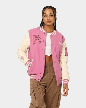 Valentine's look Carr?? Peace Varsity Jacket Pink