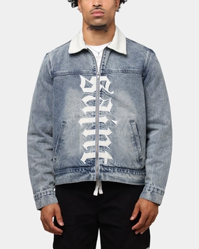 Customizable Fit Saint Morta Gothic Distressed Denim Jacket Dirty Denim