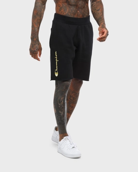 Glide On Waist System Weekend Outfit CHAMPION REV WEAVE CUT OFF SCRIPT SHORT BLACK/GOLD