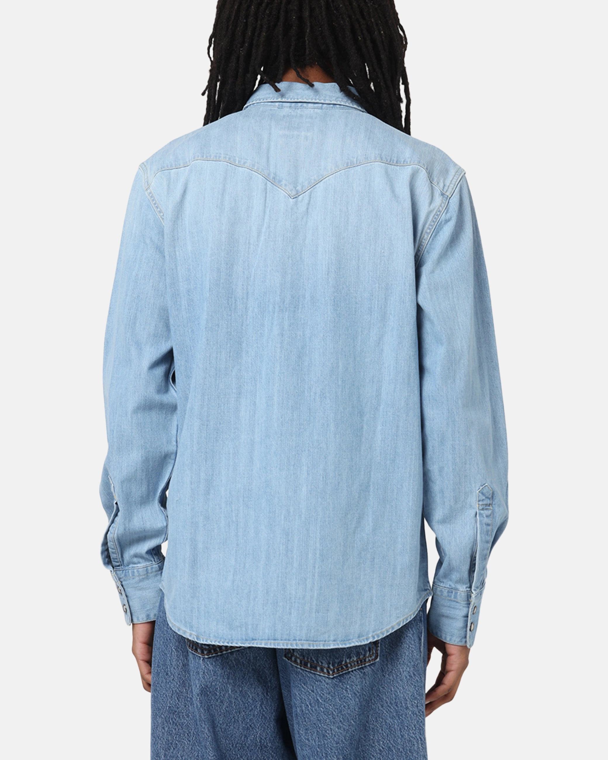 Levi Strauss And Co Barstow Western Standard Denim Button Up Shirt Blue quick dry