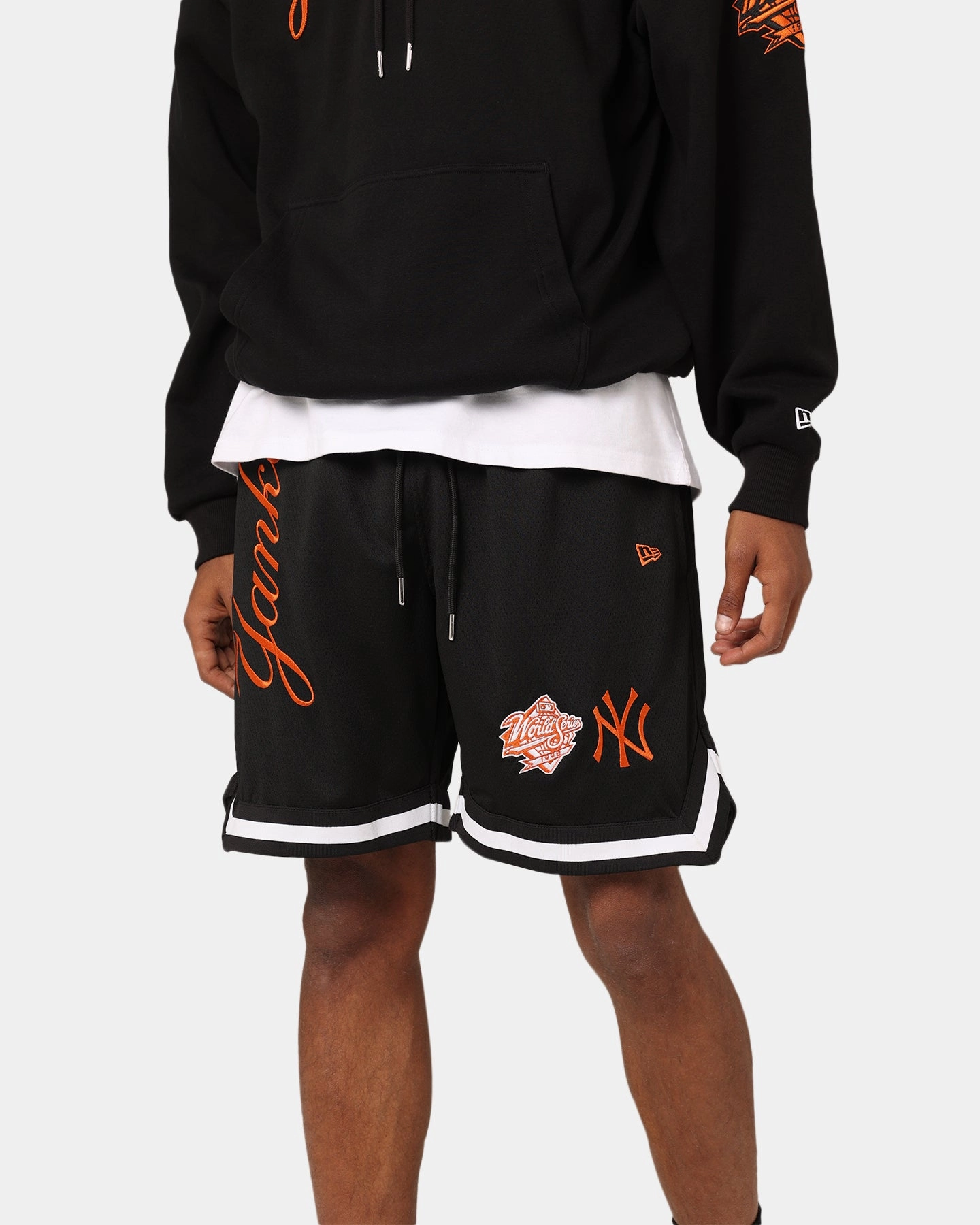 New Era New York Yankees 'Scary Nights' Mesh Shorts Black/Orange Athletic Look cool tones