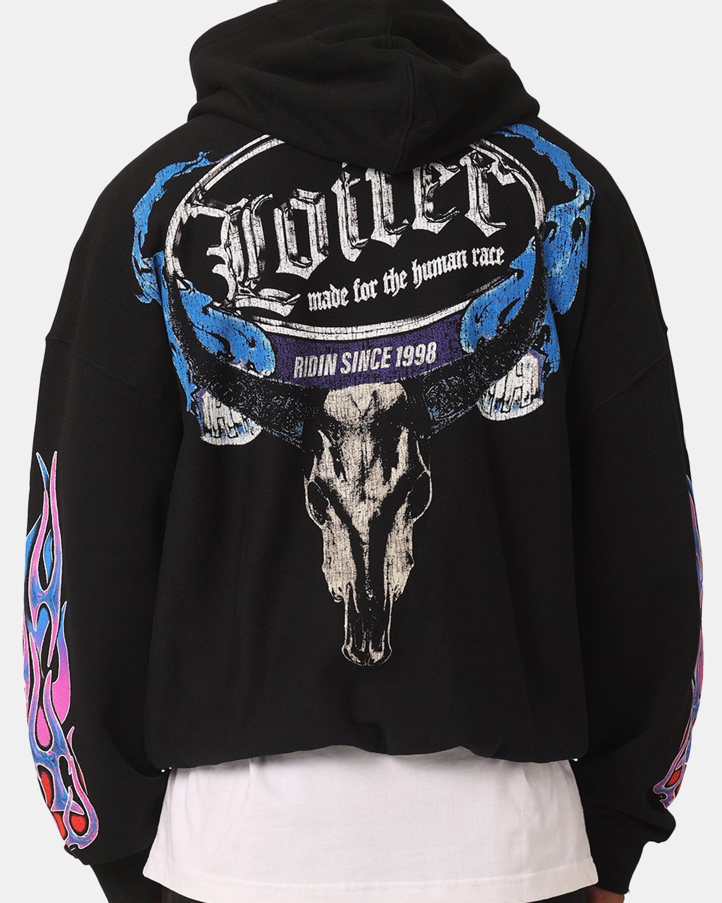 Street Style Layered Security Pockets Loiter Rider Vintage Hoodie Black