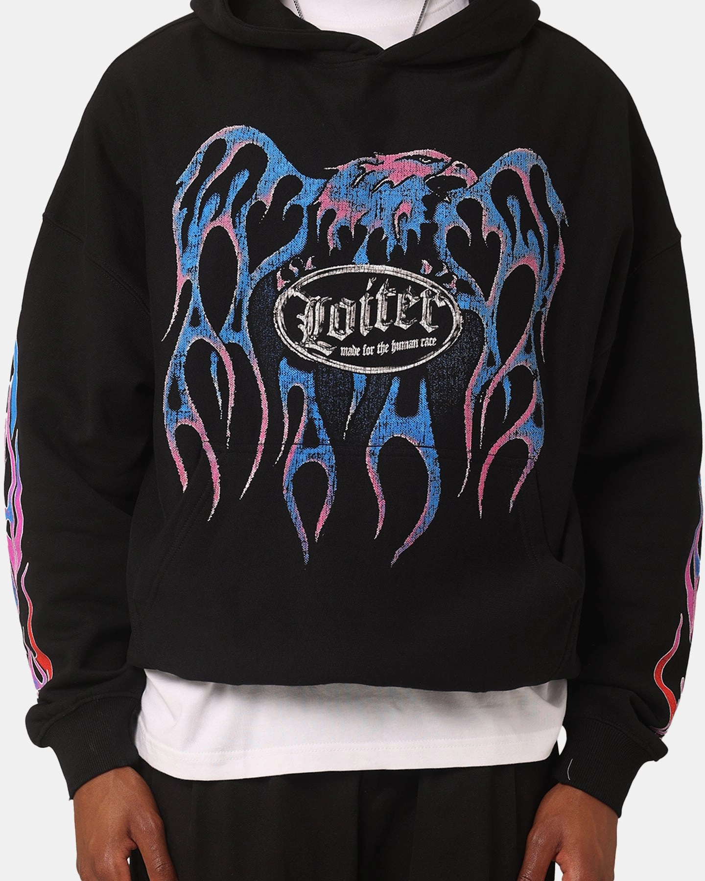 Loiter Rider Vintage Hoodie Black suitable for sports competitions Purple