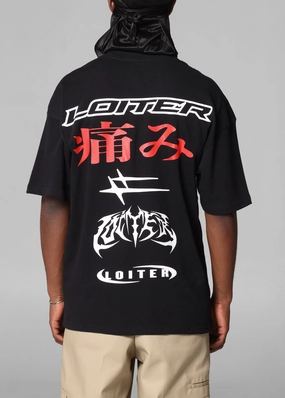 Loiter Pain T-Shirt Black Longline Hemline Indoor clothing