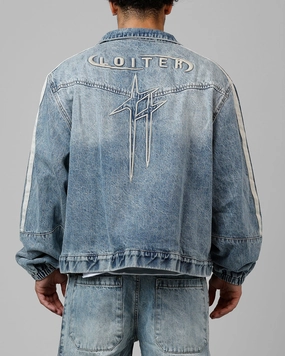 Loiter Track Star Denim Jacket Blue Wash hunting Shawl