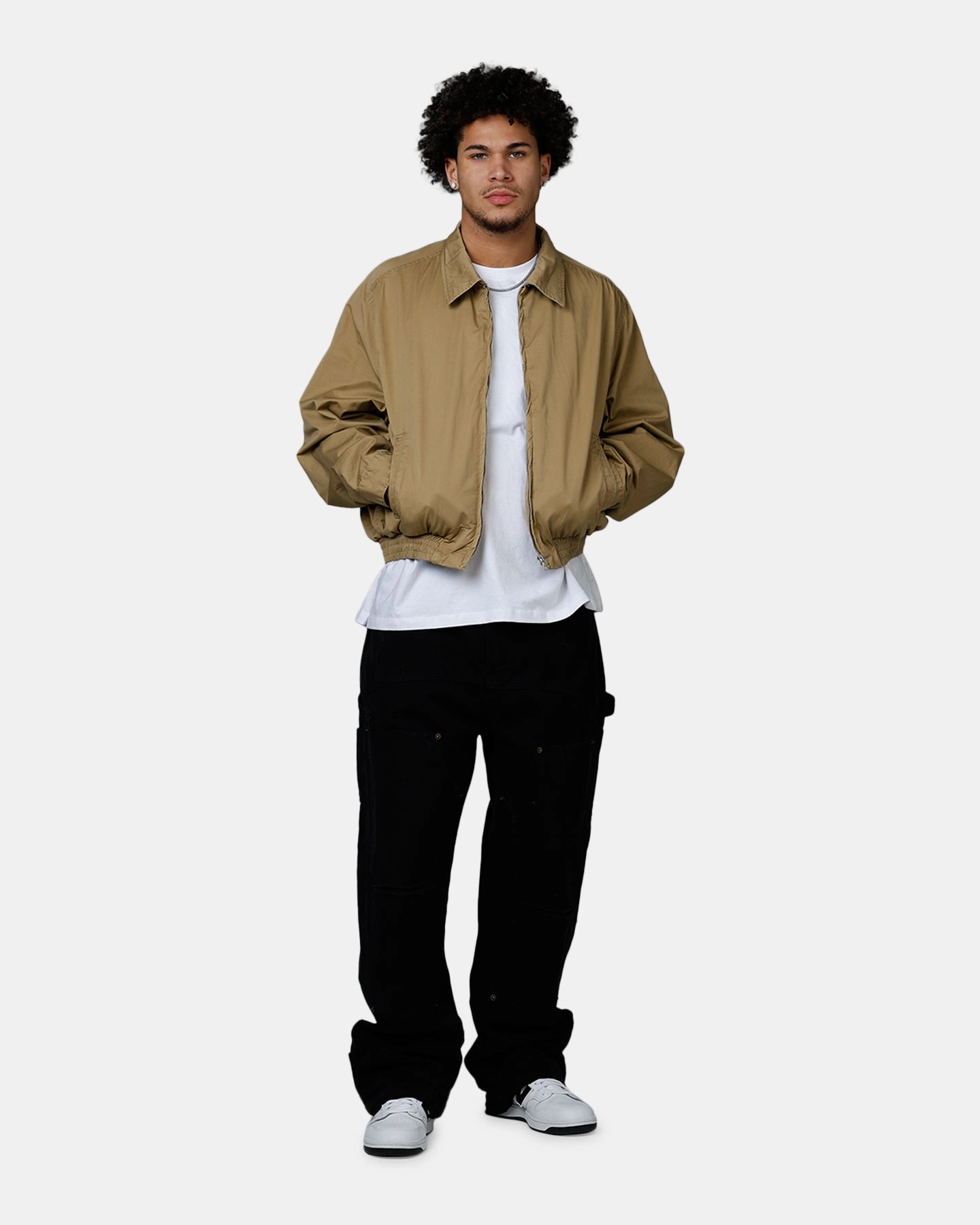 MNML Grandpa's Bomber Jacket Tan Hook and loop fasteners
