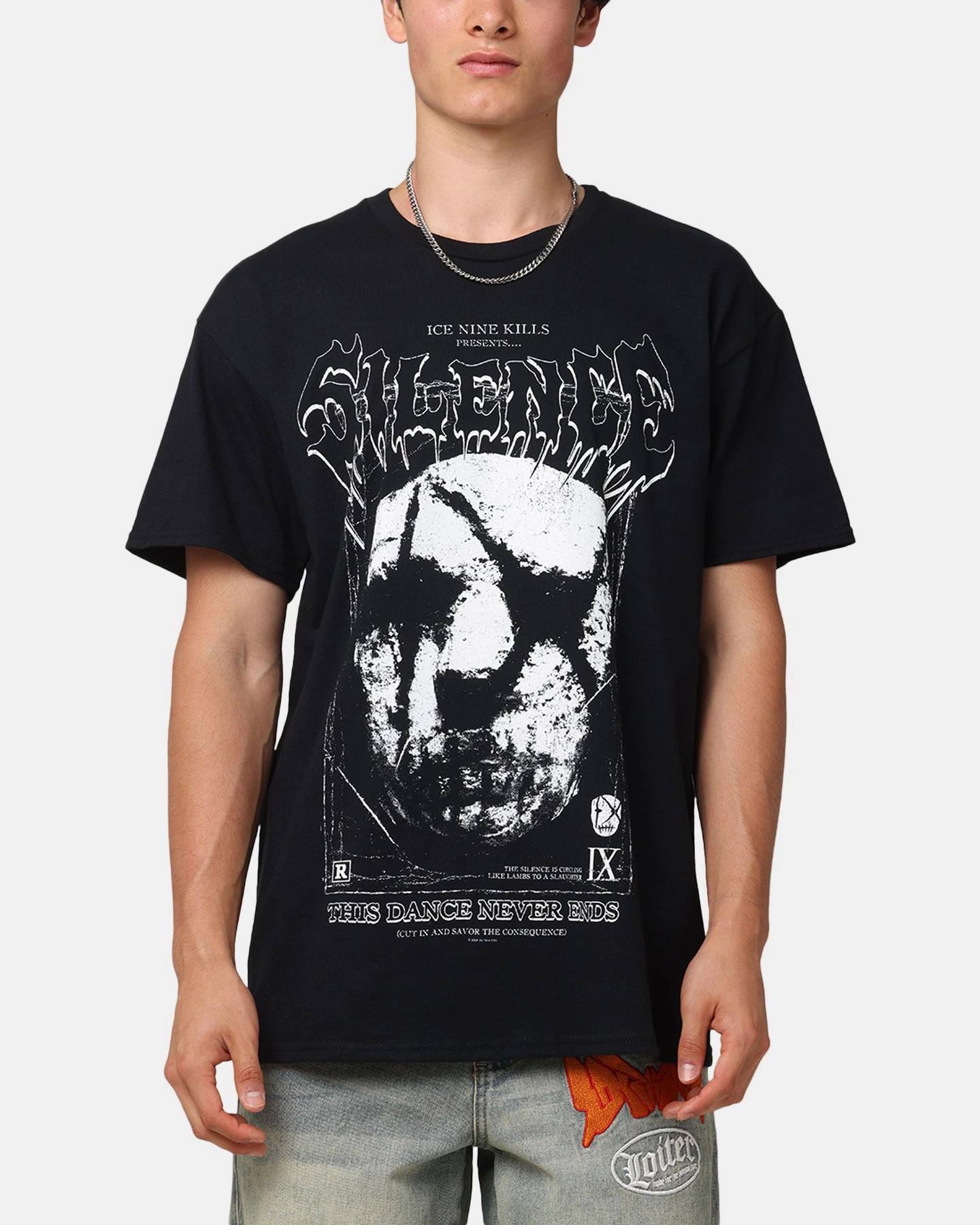 Ice Nine Kills Silence Mask T-Shirt Black SeamlessConstruction Functional Side Gussets