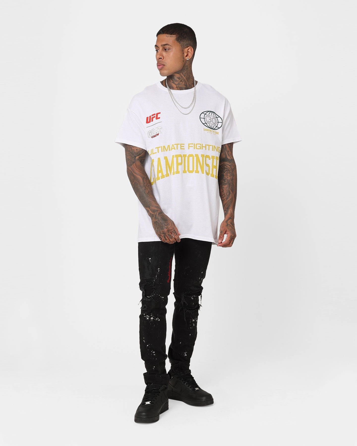 Casual Comfort QuickDryTechnology UFC By Goat Crew 30th Anniversary Vintage T-Shirt White
