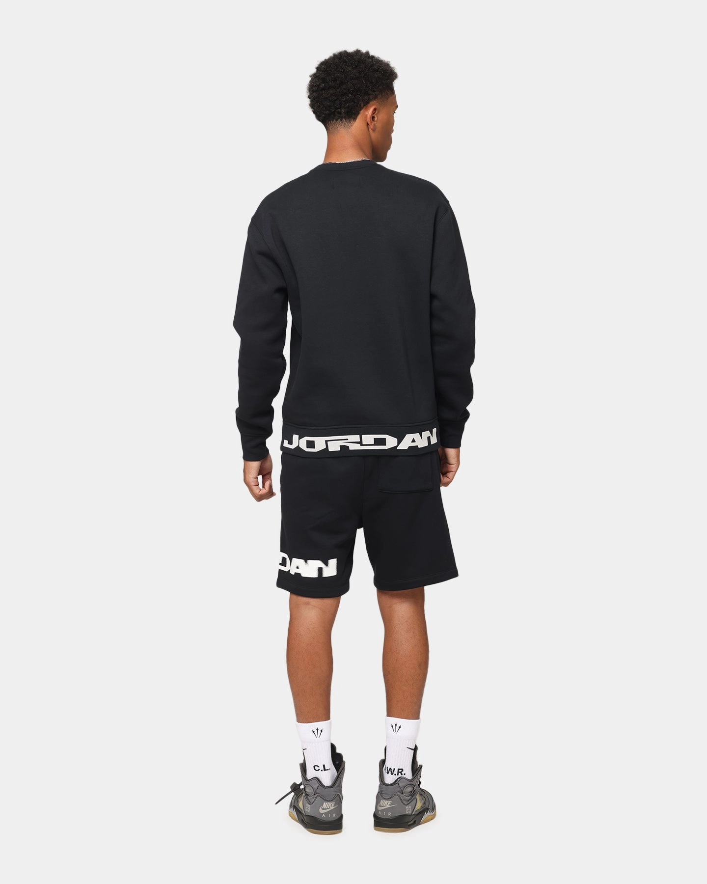 Jordan Jumpman MVP Graphic Fleece Crewneck Sweatshirt Black/Sail Winter Outerwear StretchableMaterial