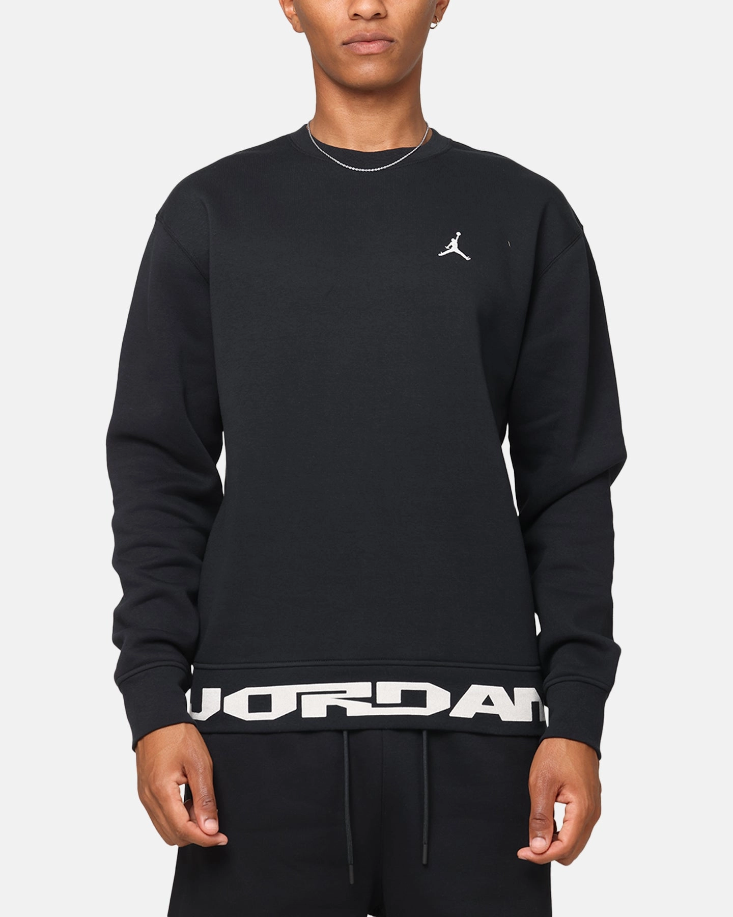 Jordan Jumpman MVP Graphic Fleece Crewneck Sweatshirt Black/Sail Aramid Fiber Blend Light Reflective