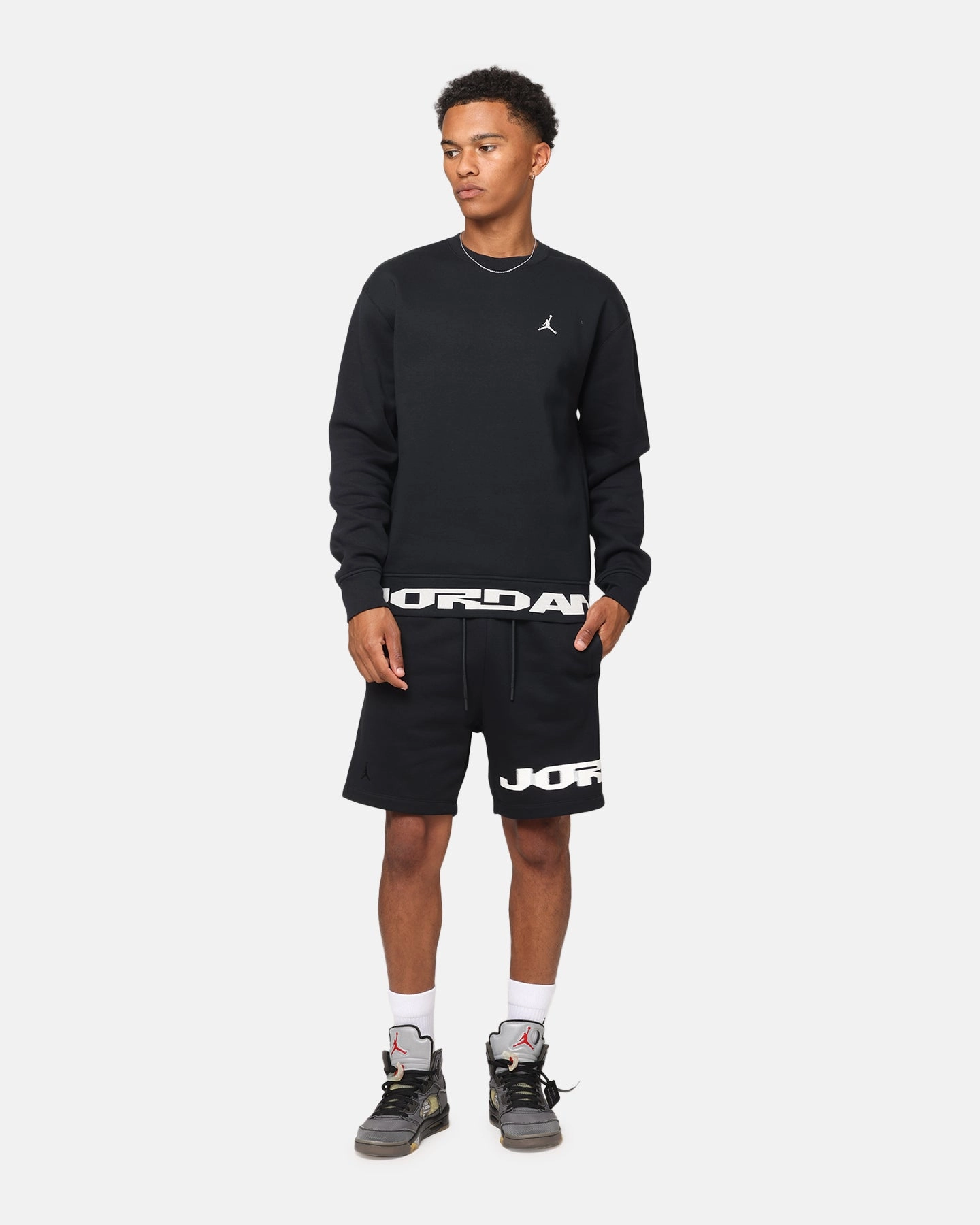Weatherproof Zipper Roll up sleeves Jordan Jumpman MVP Graphic Fleece Crewneck Sweatshirt Black/Sail