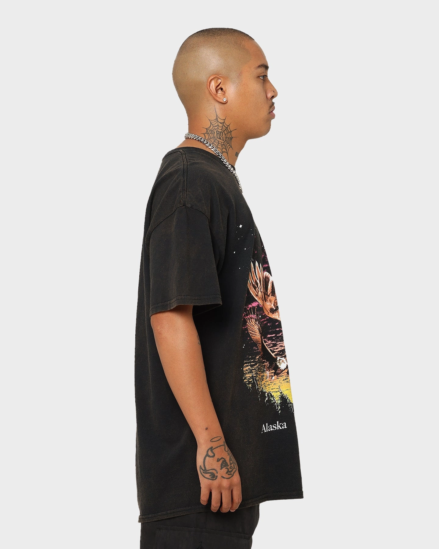 Fade Resistant Dye American Thrift Alaska Vintage T-Shirt Washed Black