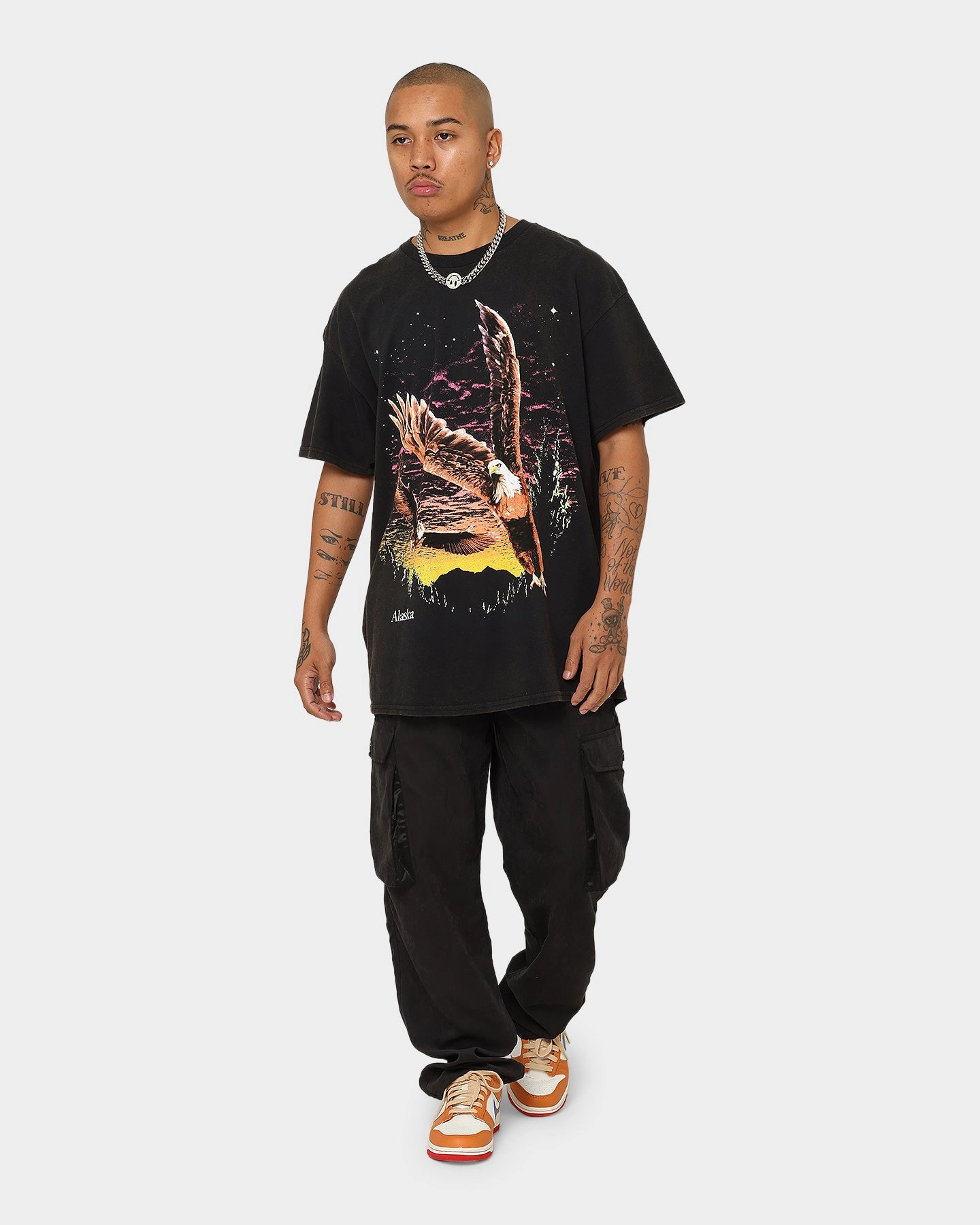 Smooth Jersey Texture American Thrift Alaska Vintage T-Shirt Washed Black