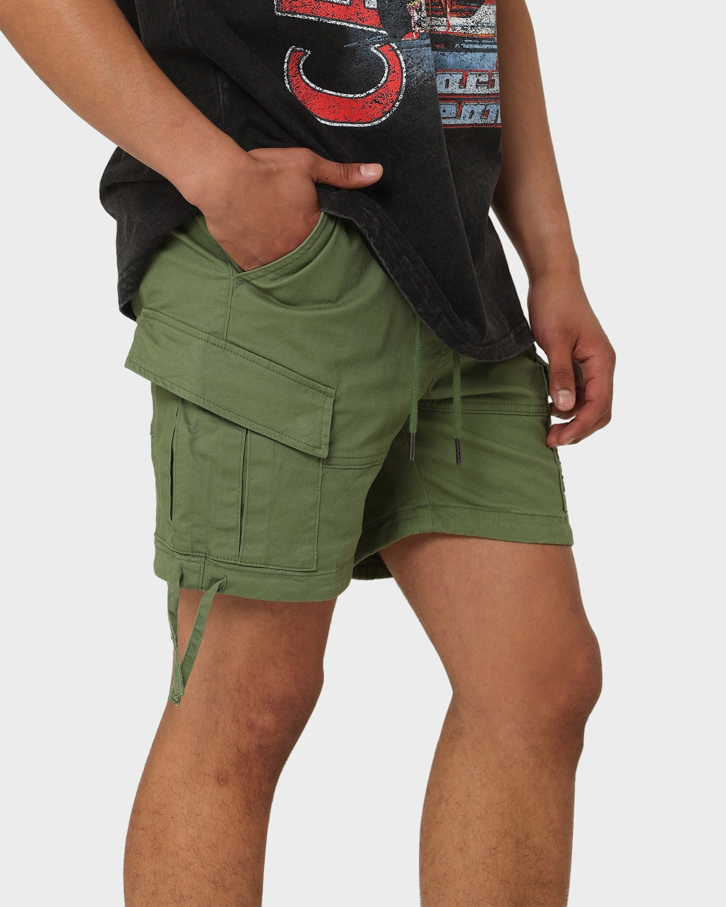 Low Bulk Construction Cool Fit Carre Utilitaire Cargo Short Khaki Green