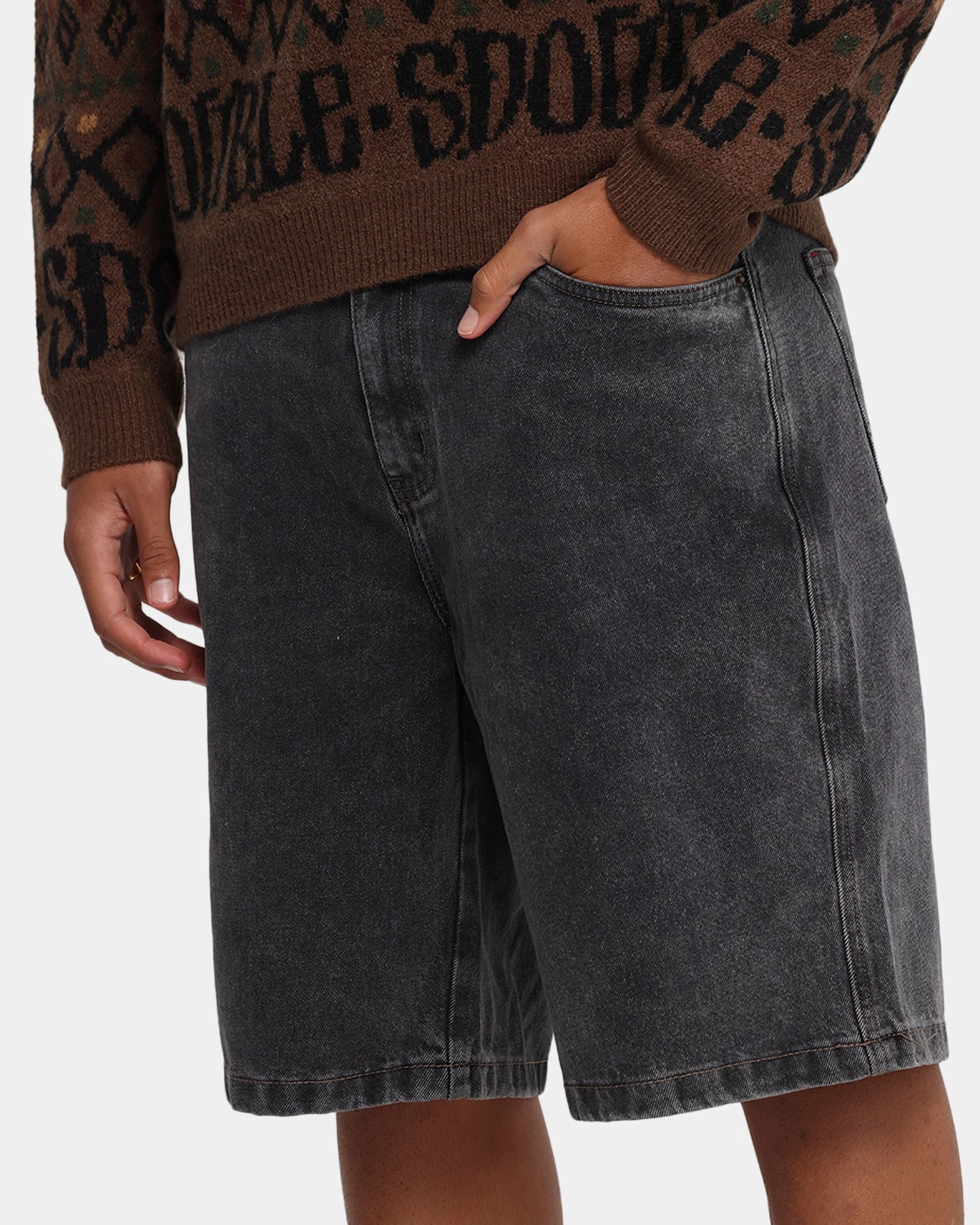 Airy Touch S Double Denim Standard Shorts Faded Black