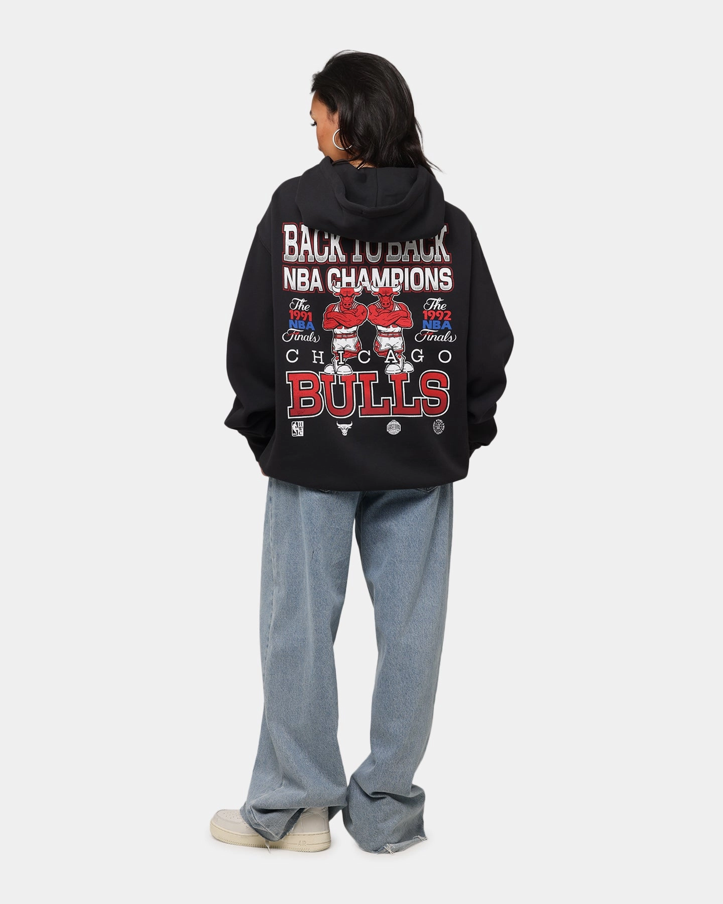 Mitchell & Ness Chicago Bulls Back To Back Hoodie Faded Black Quick Release Vents