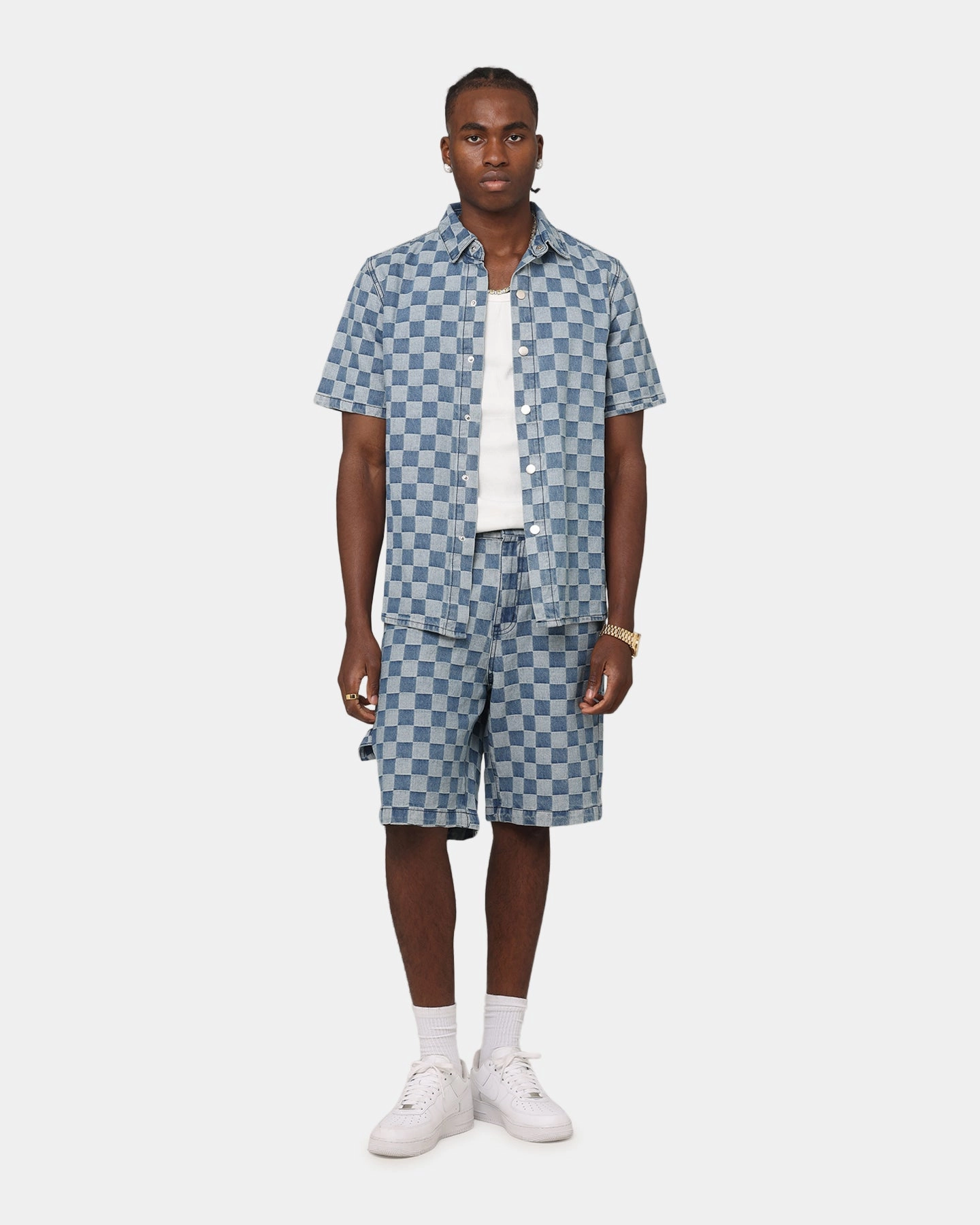 Workwear Essential XXIII Checker Board Button Up Shirt Blue