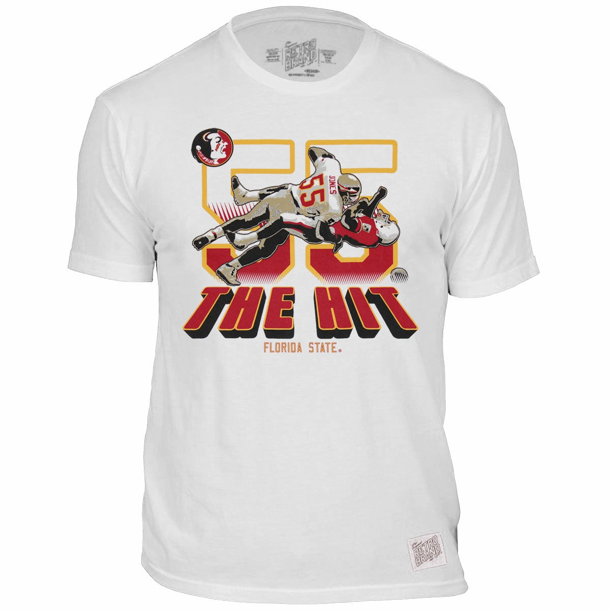 Retro Brand Adult/Unisex Vault Marvin Jones 55 The Hit Design Short Sleeve T-shirt - White Breathable wear coordinate with other items