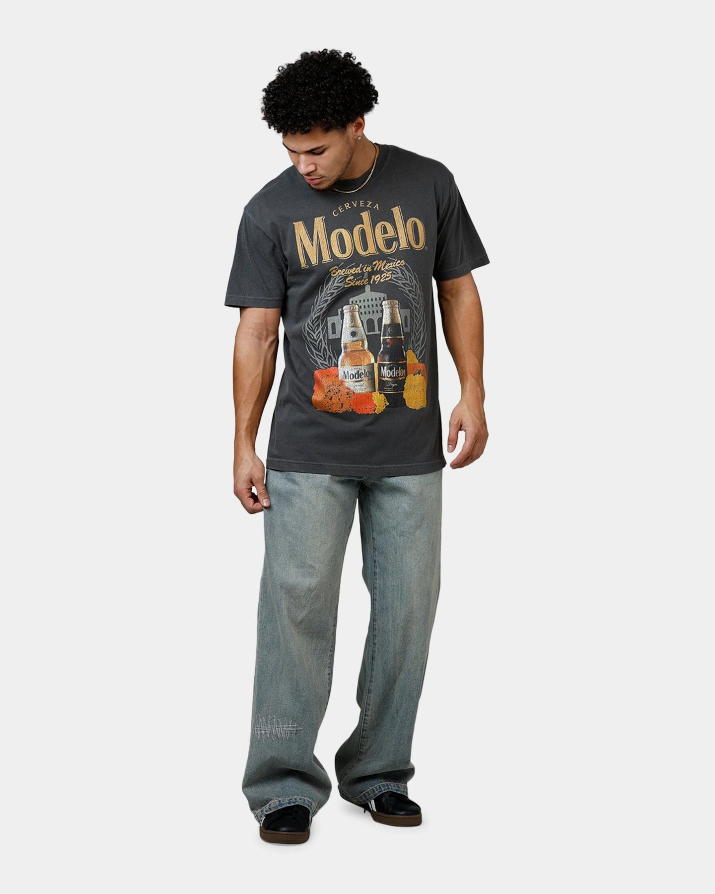 Ripple X Modelo Fighting Spirit T-Shirt Washed Black Seasonal Fashion
