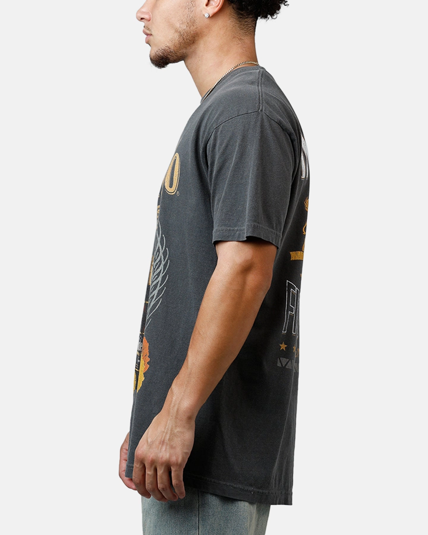 Ripple X Modelo Fighting Spirit T-Shirt Washed Black Soft Texture Casual Essential Wear