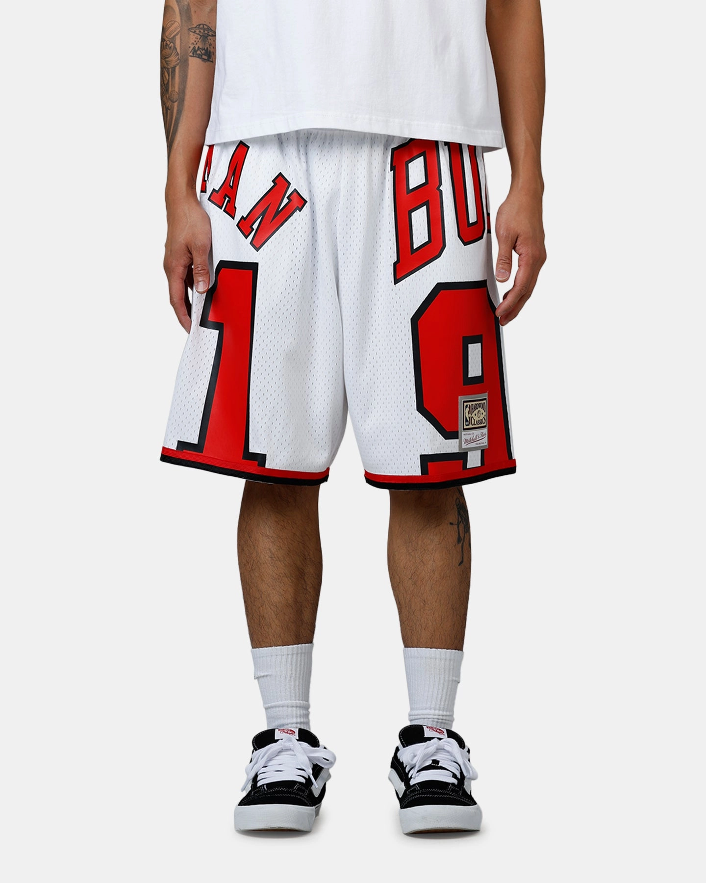 camping clothing Contemporary Cut Mitchell & Ness Chicago Bulls Dennis Rodman Maxxed Out Shorts White/Red