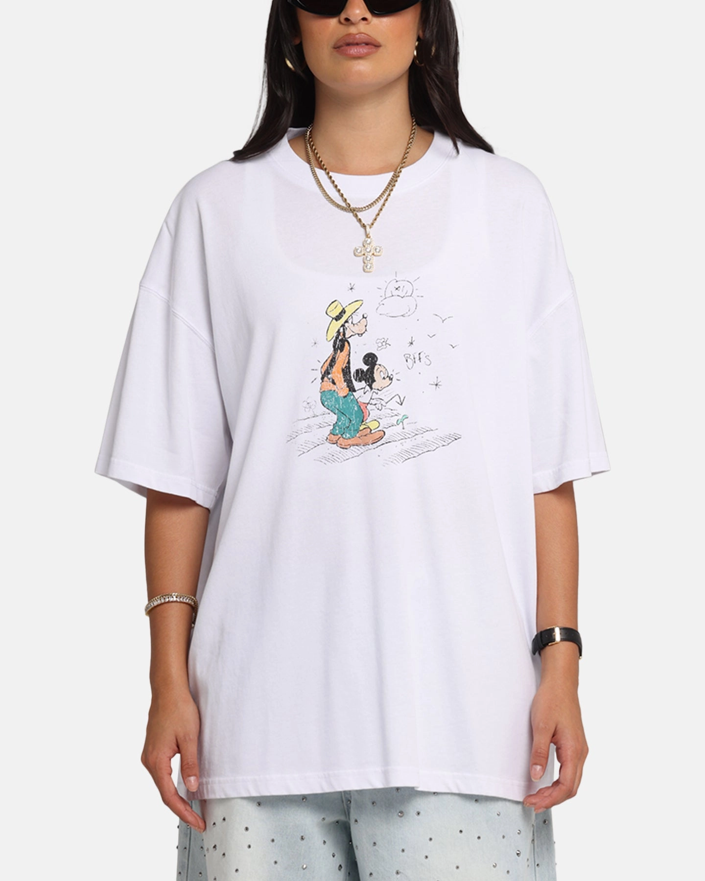 American Thrift Disney Best Friend's T-Shirt White Chic and Soft Relax Trend