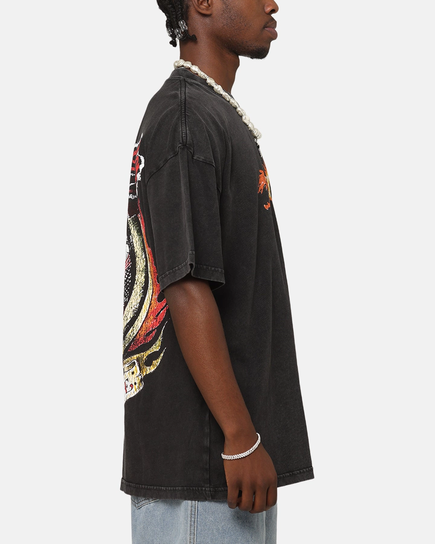 Ed Hardy Horse Power Vintage T-Shirt Black Acidwash Workout Trendy Look