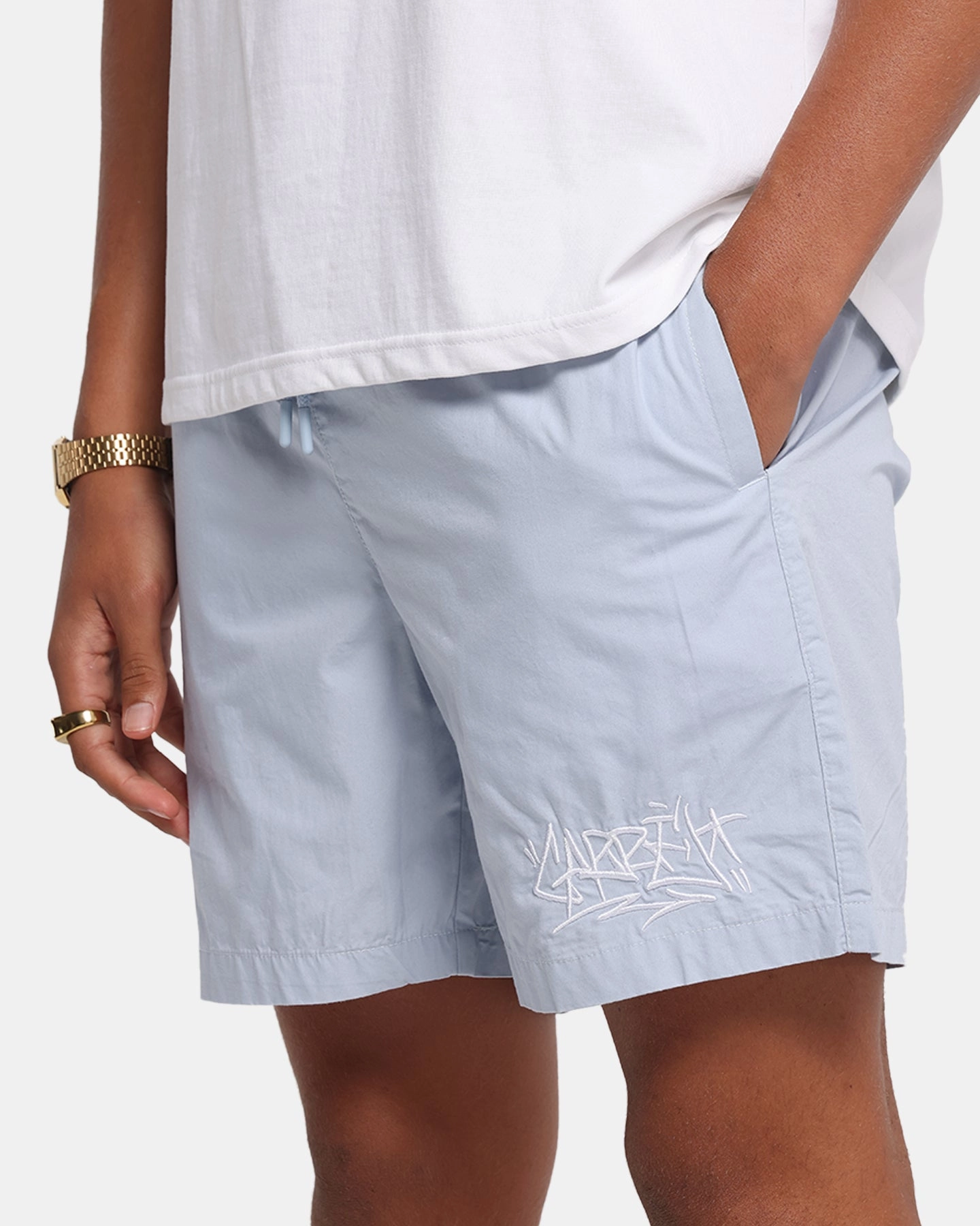 nylon blend Carre Tagline Beach Shorts Dirty Blue
