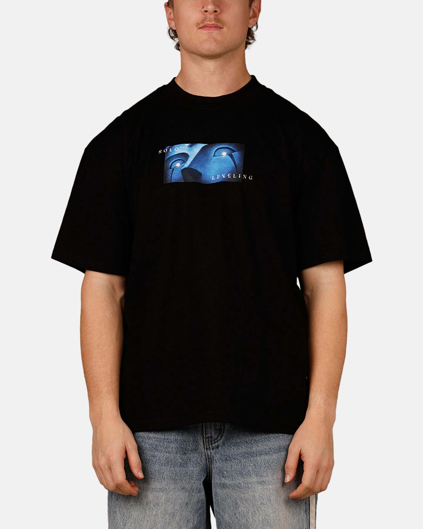 Ethically Sourced Materials Goat Crew X Solo Leveling Statue Of God Vintage T-Shirt Black