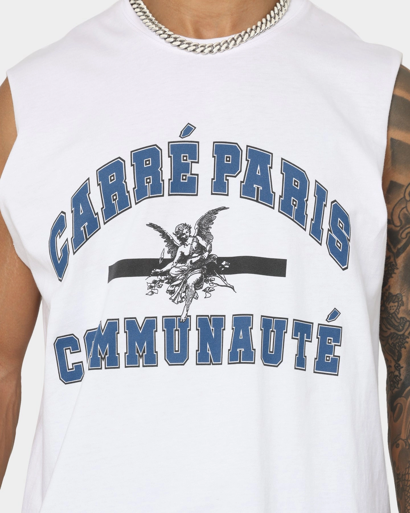 Outdoor Layer Popular Carre Communaute Muscle T-Shirt White