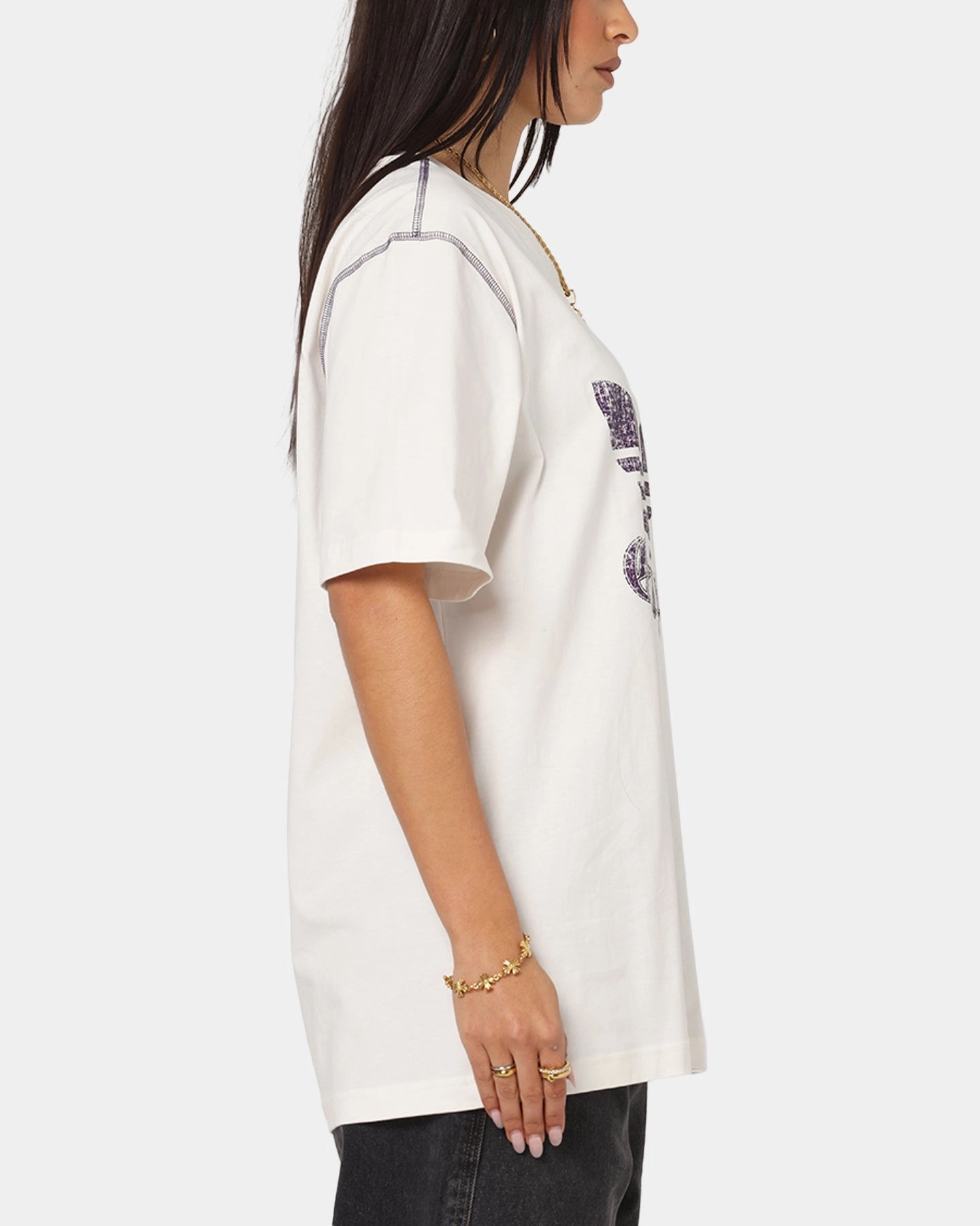 Fresh Style Trend Stretch Jersey Knit Adidas Graphic T-Shirt Cloud White