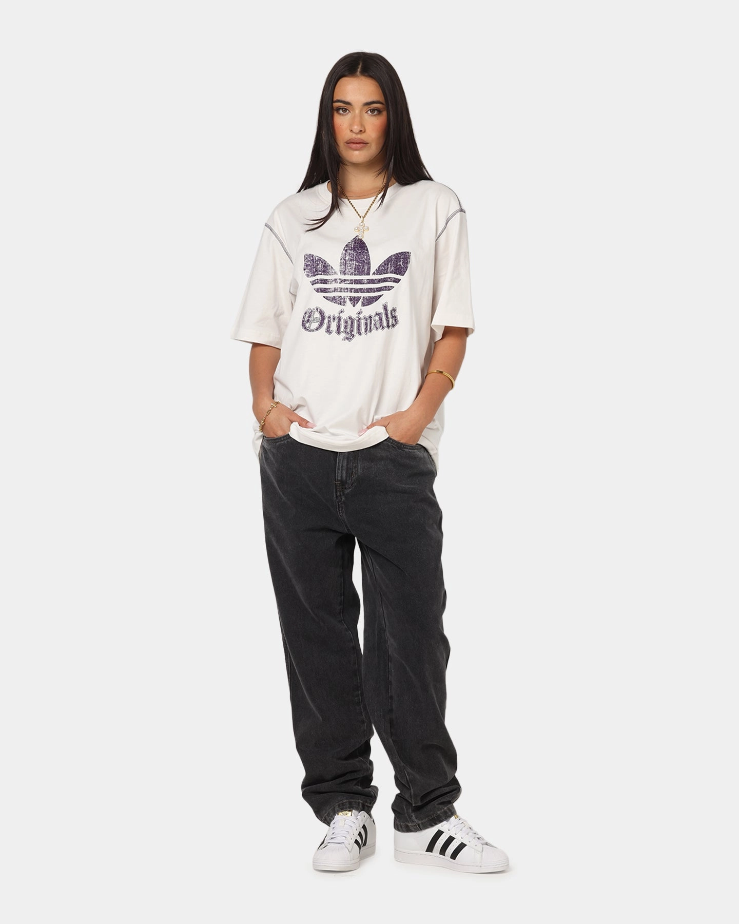 Adidas Graphic T-Shirt Cloud White SoftenedTexturedWeave Yarn Dyed Fabric