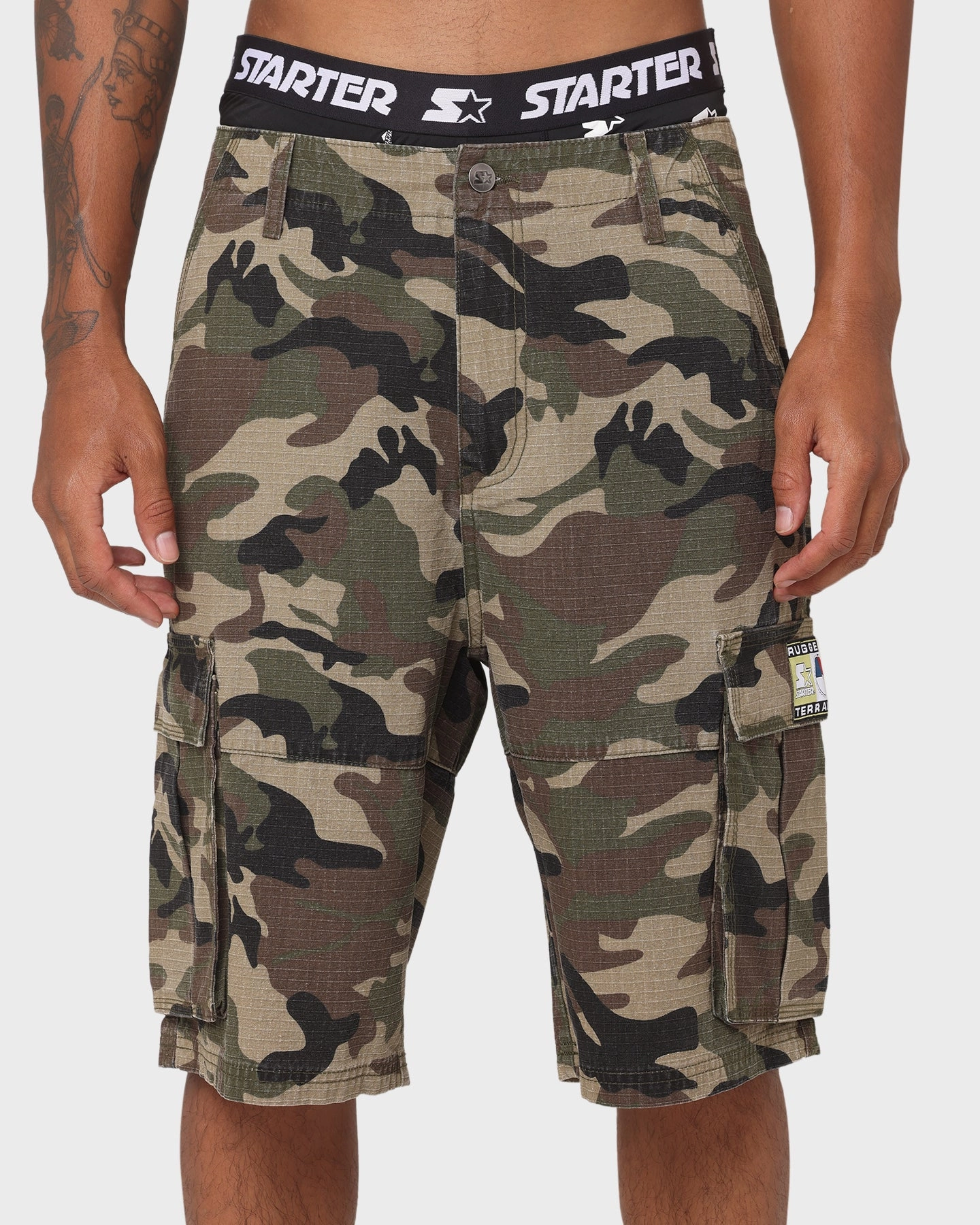 Starter Rugged Terrain Cargo Shorts Camo Print high - rise FoldOverClosure