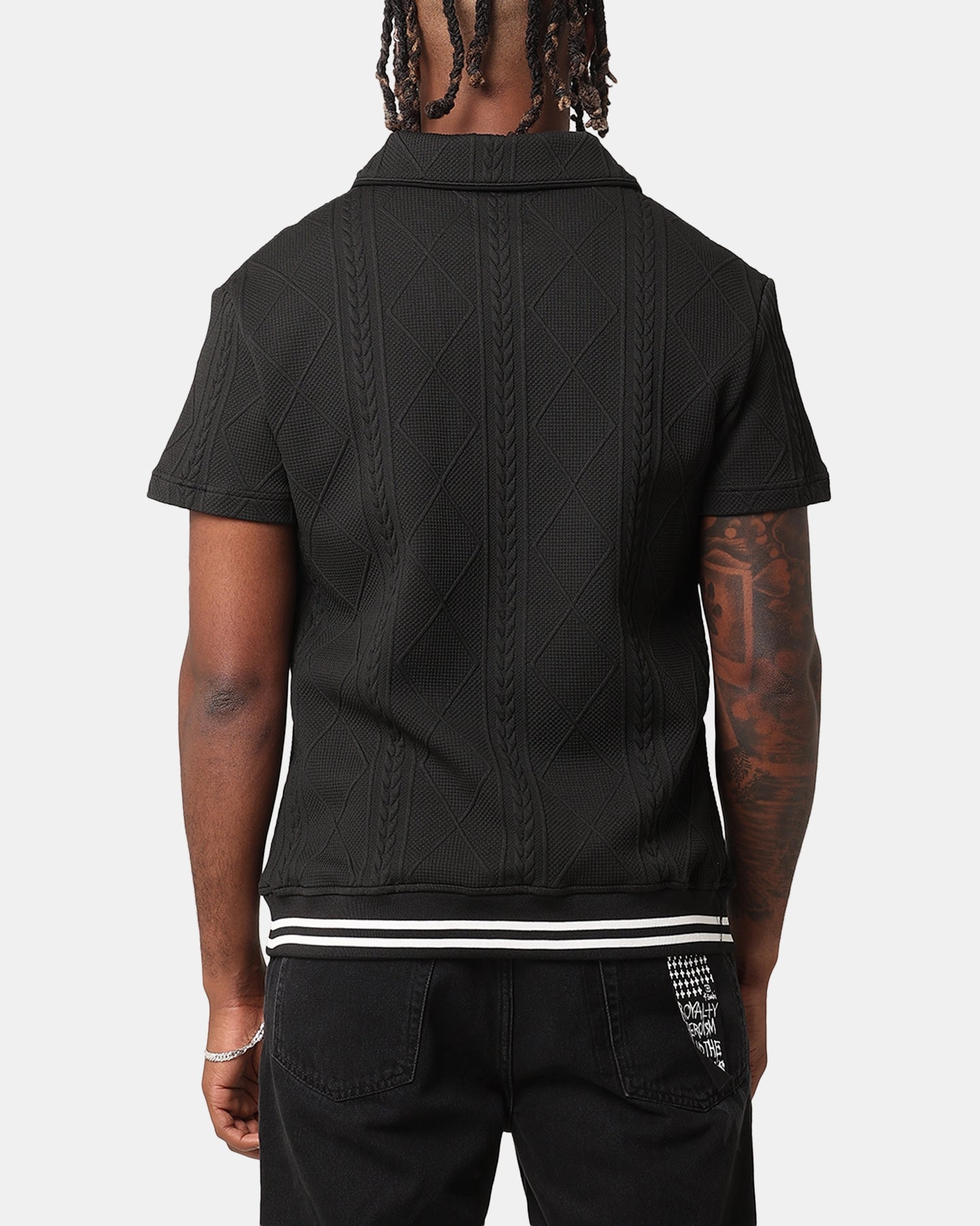XXIII Danny Knit Polo Shirt Black YarnDyed Construction