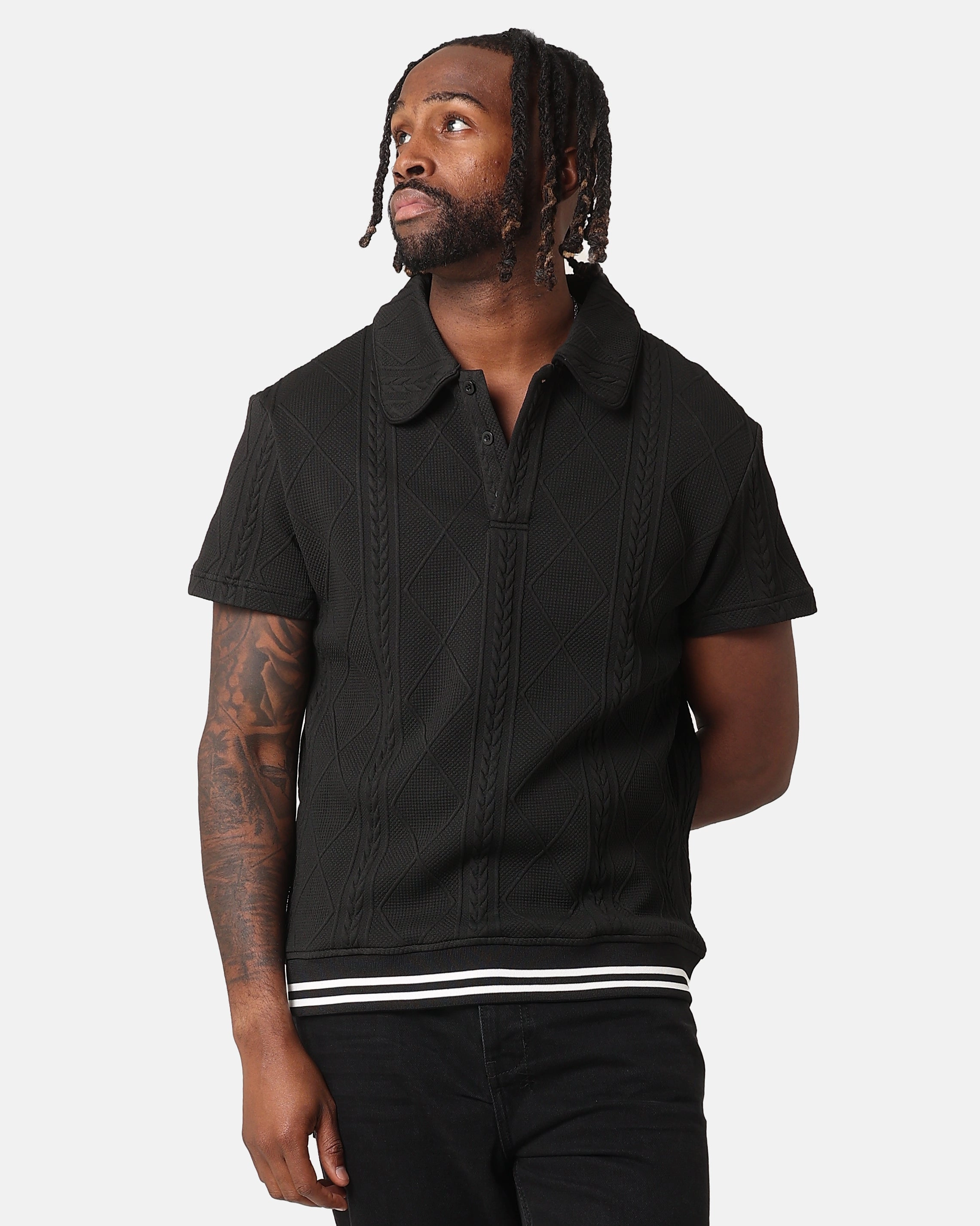 Travel Essential Tagless Design XXIII Danny Knit Polo Shirt Black