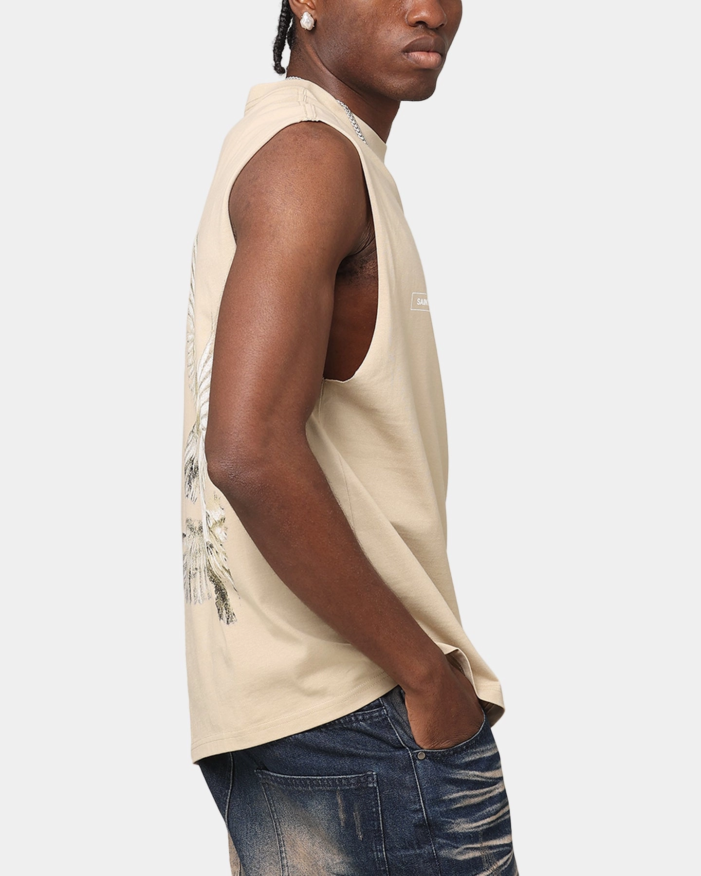 Saint Morta Doves Oversized Muscle T-Shirt Stone WrinkleResistant