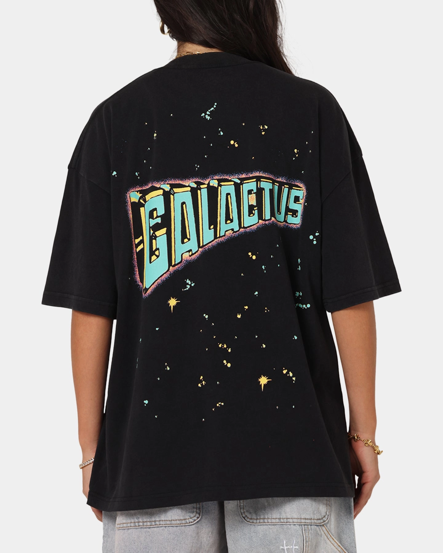 73 Studio Marvel Fantastic Four Galactus Universe T-Shirt Black Acidwash Comfortable Piece