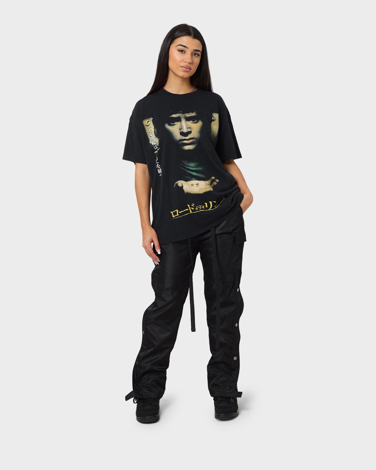 American Thrift X Lord Of The Rings Fellowship T-Shirt Washed Black Stylish Casual Durable Colorfast Finish