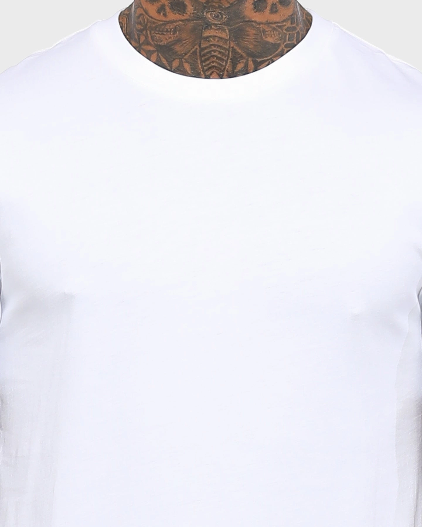 AS Colour Plain Staple T-Shirt White Flexible Ribbed Neckline Raw Edge Hem