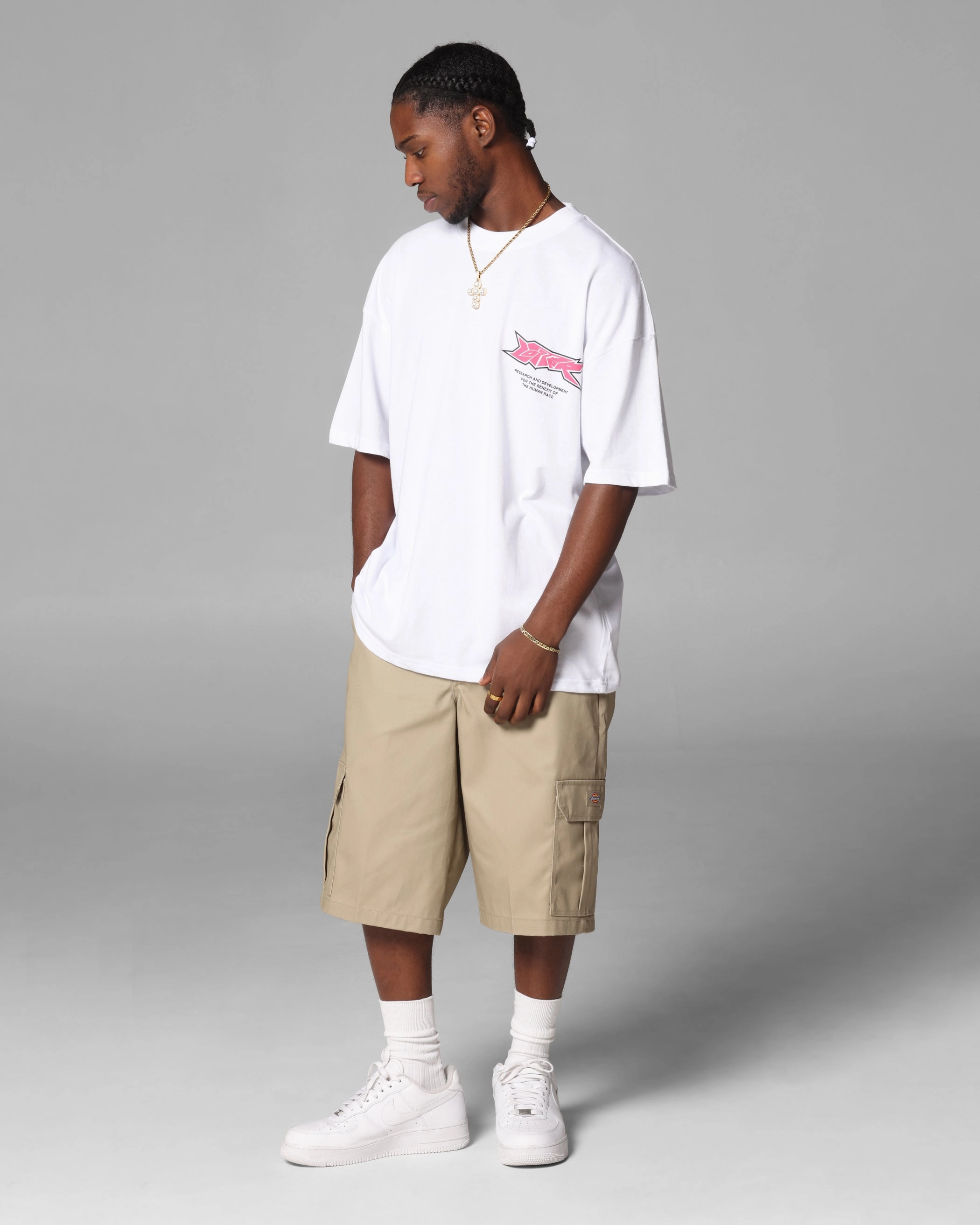 DoubleStitchedHem Cool Vibes Loiter Runway T-Shirt White